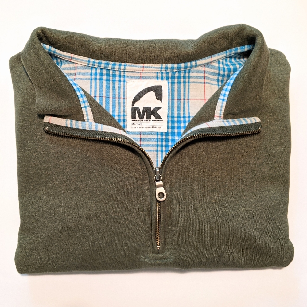 MK Mountain khakis 3/4‎ zip Pullover sweatshirt, Green, Med
